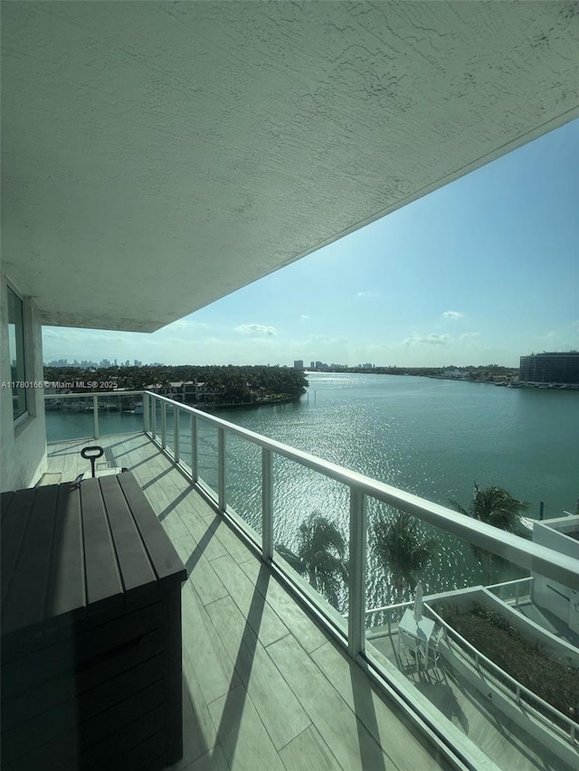 balcony with a water view