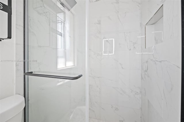 721 NW 6th St, Hallandale Beach, FL 33009 - bathroom featuring a marble finish shower and toilet