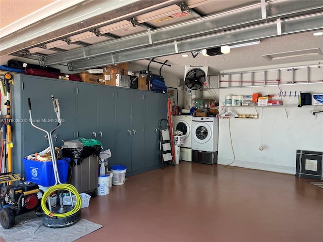 garage featuring washer and clothes dryer