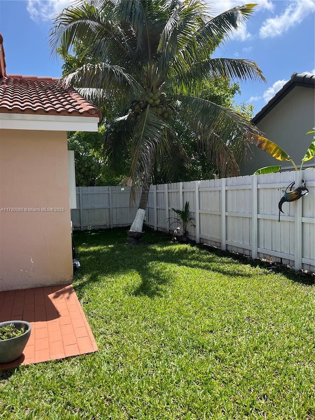view of yard featuring a fenced backyard