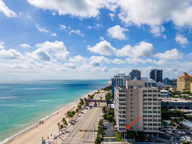 345 N Fort Lauderdale Beach Blvd Unit 202, Fort Lauderdale, FL 33304 - drone / aerial view featuring a water view and a beach view