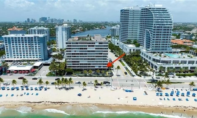 345 N Fort Lauderdale Beach Blvd Unit 202, Fort Lauderdale, FL 33304 - bird's eye view with a water view, a city view, and a view of the beach