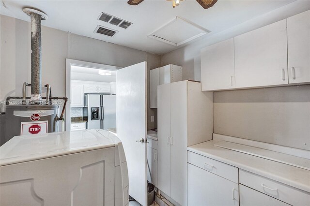 16395 SW 279th St, Homestead, FL 33031 - laundry room with washer / clothes dryer, ceiling fan, and cabinet space
