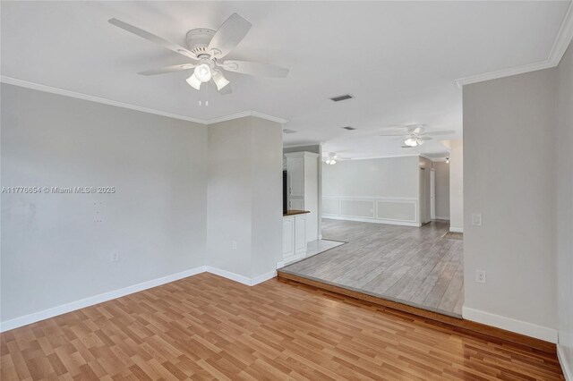 16395 SW 279th St, Homestead, FL 33031 - unfurnished room with ceiling fan, light wood-style flooring, crown molding, and baseboards