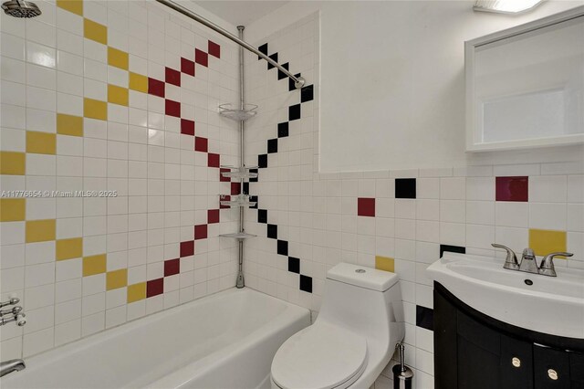 16395 SW 279th St, Homestead, FL 33031 - bathroom with vanity, toilet, and tile walls