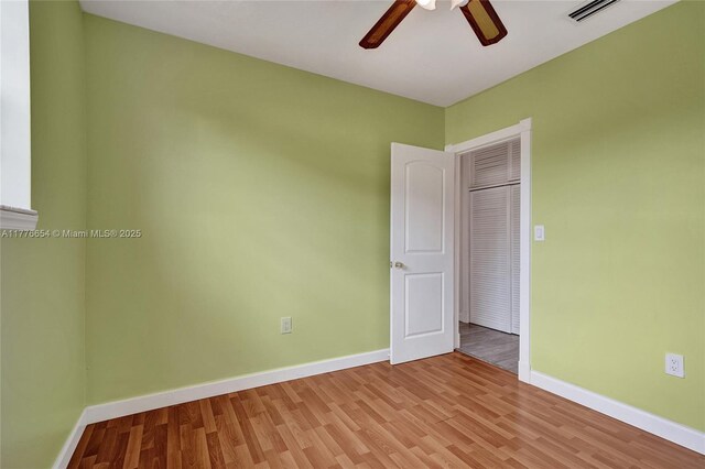 16395 SW 279th St, Homestead, FL 33031 - spare room with a ceiling fan, baseboards, and light wood-type flooring