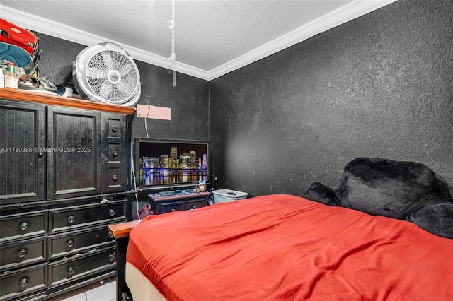 1271 NE 211th St, Miami, FL 33179 - bedroom with crown molding, a textured wall, and tile patterned flooring