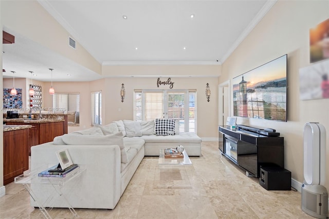 3663 SW 150th Ct, Miami, FL 33185 - living room with crown molding and recessed lighting
