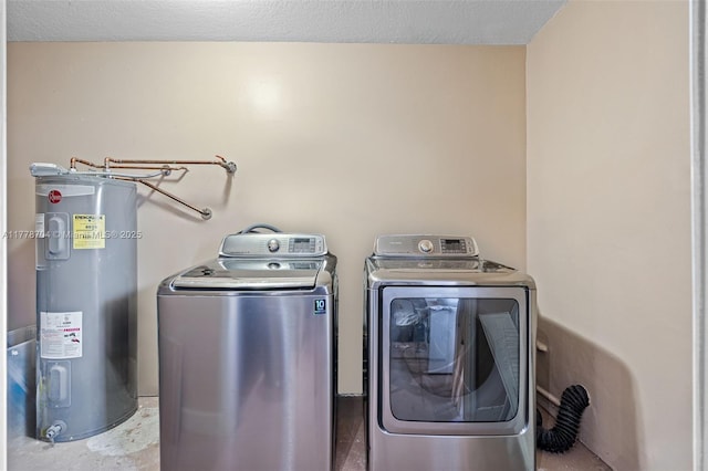3663 SW 150th Ct, Miami, FL 33185 - washroom featuring water heater, washing machine and dryer, and a textured ceiling