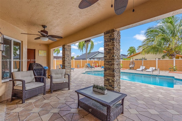 3663 SW 150th Ct, Miami, FL 33185 - fenced backyard featuring ceiling fan and a patio