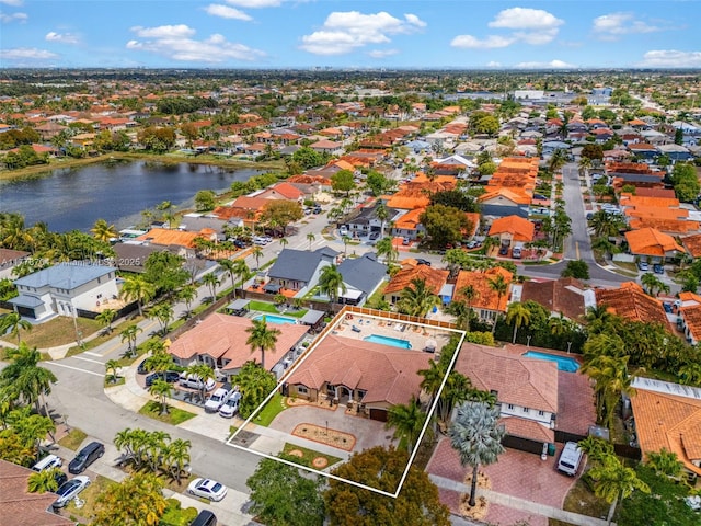 3663 SW 150th Ct, Miami, FL 33185 - aerial view of residential area featuring property boundaries highlighted and a large body of water