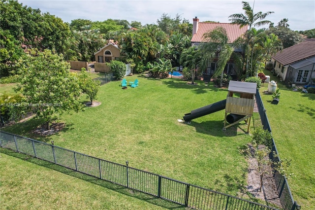 view of yard with fence