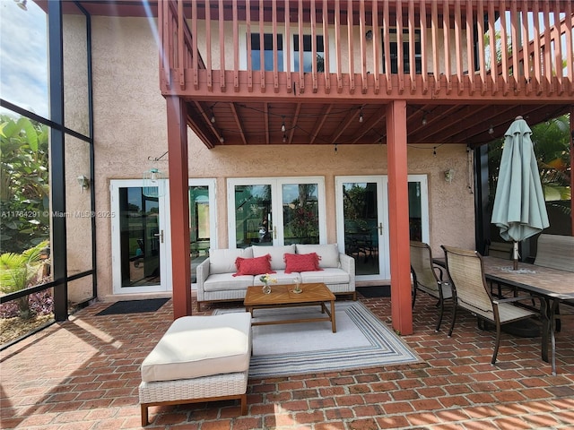 view of patio featuring an outdoor living space and outdoor dining space