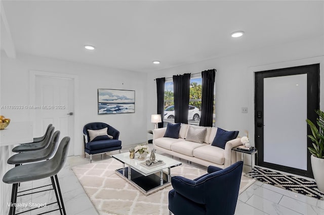 420 S 61st Ter, Hollywood, FL 33023 - living area featuring recessed lighting and marble finish floor