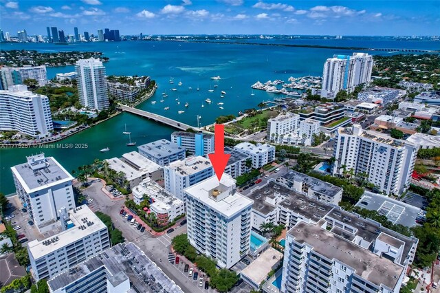 1345 Lincoln Rd Unit 501, Miami Beach, FL 33139 - bird's eye view featuring a view of city and a water view