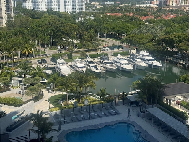 7000 Island Blvd Unit 1208, Aventura, FL 33160 - view of urban area featuring a nearby body of water, a tree filled landscape, and a pool