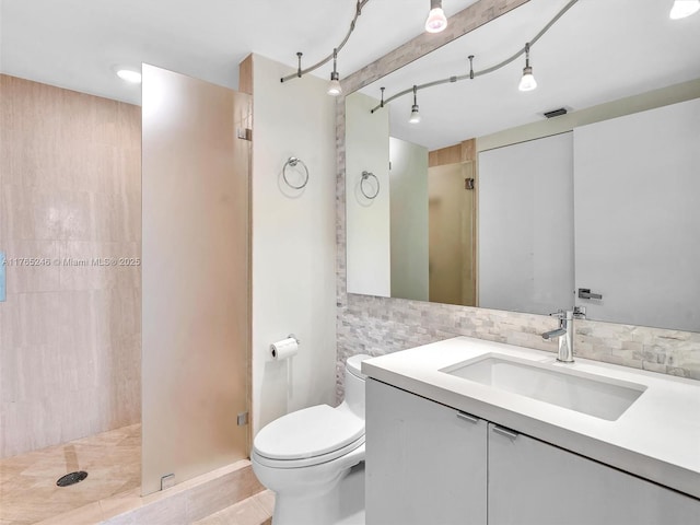 7000 Island Blvd Unit 1208, Aventura, FL 33160 - bathroom featuring a shower stall, vanity, and tasteful backsplash