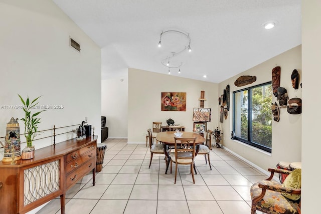 dining room with baseboards, recessed lighting, light tile patterned flooring, and visible vents