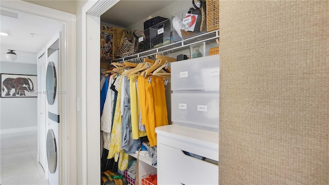 2400 SW 27th Ave Unit 706, Miami, FL 33145 - closet featuring stacked washing machine and dryer