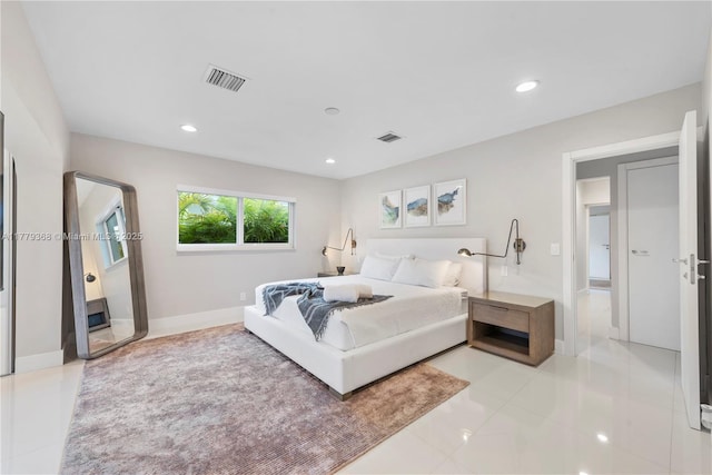 2243 Bayview Ln, North Miami, FL 33181 - bedroom featuring visible vents, recessed lighting, baseboards, and light tile patterned floors