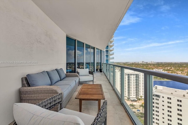 3101 S Ocean Dr Unit 2307, Hollywood, FL 33019 - balcony with a water view, an outdoor living space, and a view of city