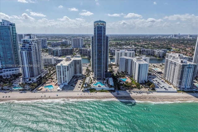 3101 S Ocean Dr Unit 2307, Hollywood, FL 33019 - bird's eye view featuring a water view, a city view, and a beach view