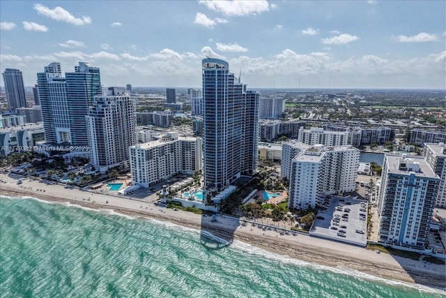 3101 S Ocean Dr Unit 2307, Hollywood, FL 33019 - drone / aerial view with a water view, a view of city, and a beach view