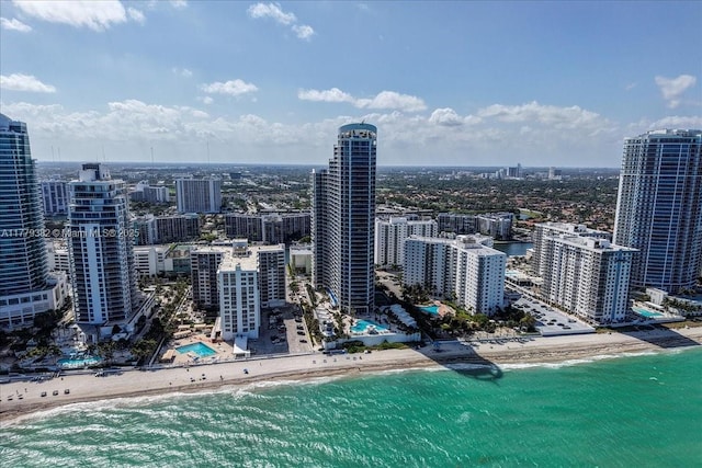 3101 S Ocean Dr Unit 2307, Hollywood, FL 33019 - drone / aerial view featuring a water view, a view of city, and a beach view