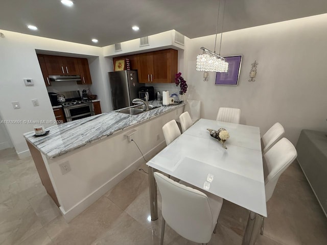 9499 Collins Ave Unit 411, Surfside, FL 33154 - dining room featuring recessed lighting and a chandelier