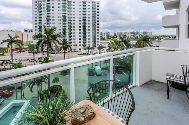 balcony featuring a view of city