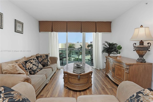 living area featuring wood finished floors