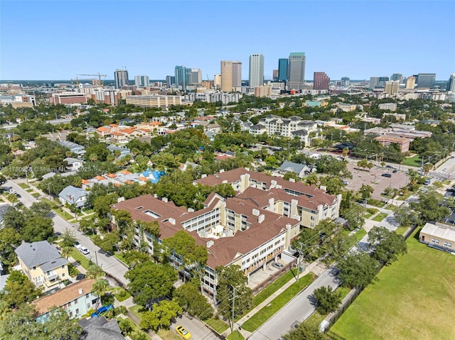 bird's eye view with a city view