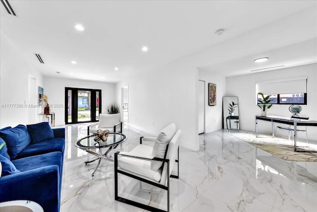 2021 SW 23rd St, Miami, FL 33145 - living room with light marble finish flooring and recessed lighting