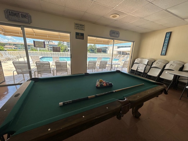 1825 S Ocean Dr Unit 503, Hallandale Beach, FL 33009 - recreation room featuring a drop ceiling and billiards table