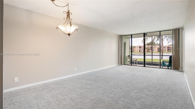 6106 Coral Lake Dr Unit 106, Margate, FL 33063 - carpeted spare room featuring a wall of windows, baseboards, and a textured ceiling