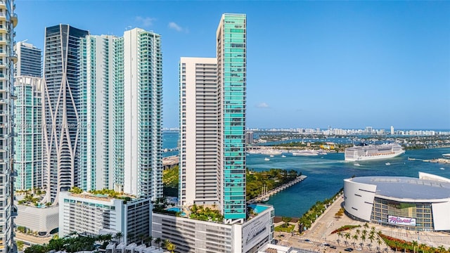 property view of water with a view of city