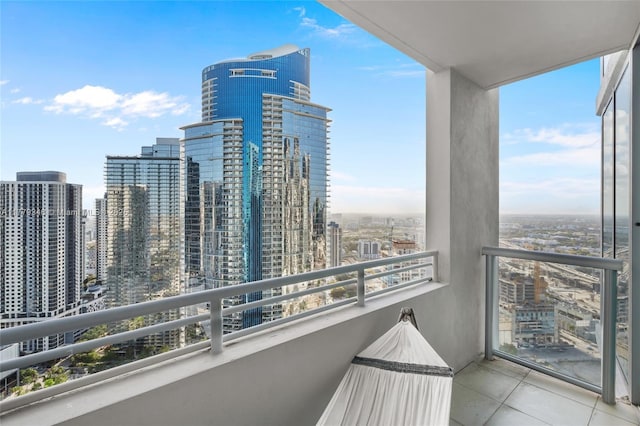 balcony with a view of city