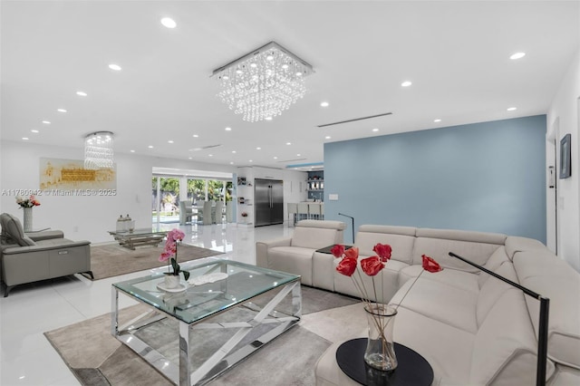 4140 N 36th Ave, Hollywood, FL 33021 - living area featuring recessed lighting and a notable chandelier