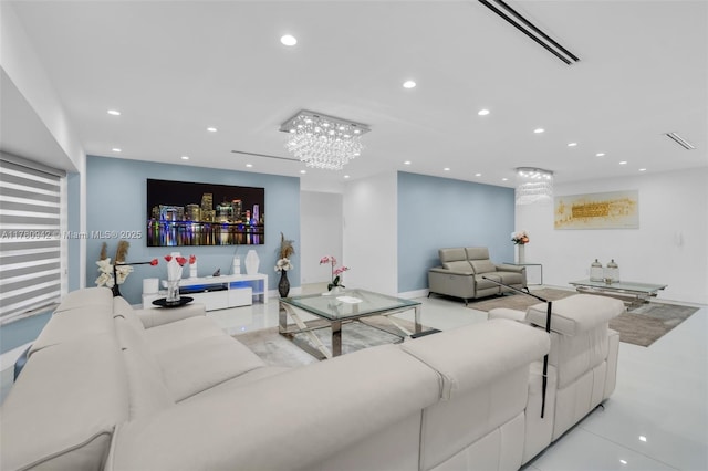 4140 N 36th Ave, Hollywood, FL 33021 - living area featuring recessed lighting and a chandelier