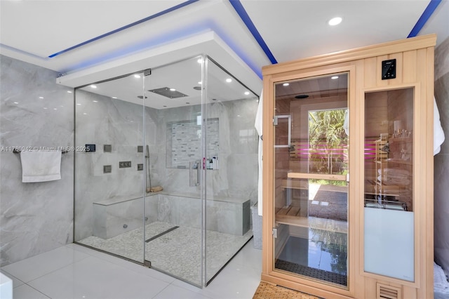 4140 N 36th Ave, Hollywood, FL 33021 - full bathroom with a sauna, recessed lighting, and a stall shower