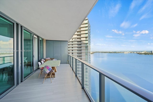 balcony with a water view