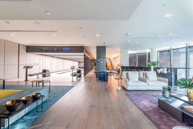 living room with wood finished floors