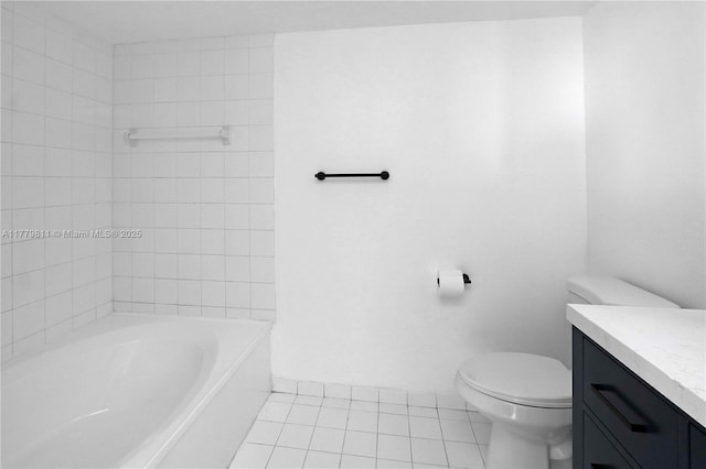 bathroom featuring tile patterned floors, toilet, and vanity