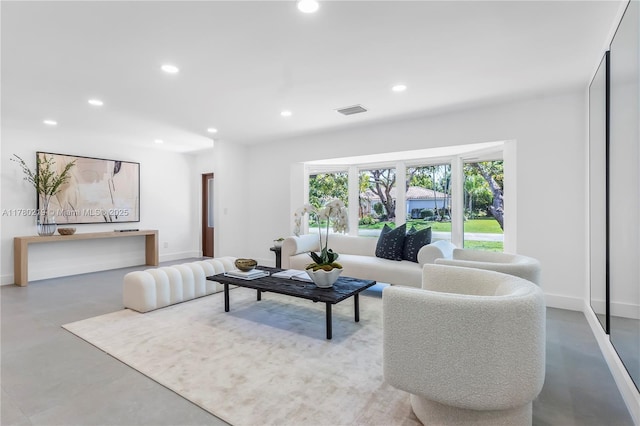 7551 SW 109th Ter, Pinecrest, FL 33156 - living area with concrete flooring and recessed lighting