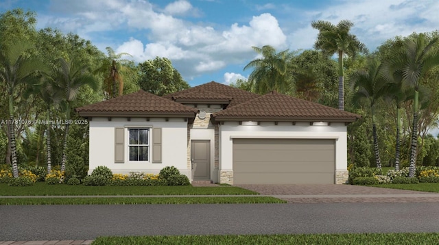 2965 SE 23rd Ave, Homestead, FL 33035 - mediterranean / spanish home with stucco siding, a tile roof, driveway, and an attached garage