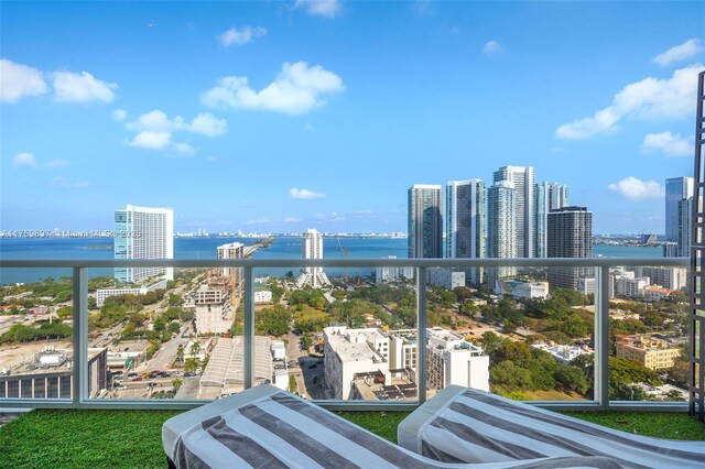 3470 E Coast Ave Unit H2601, Miami, FL 33137 - balcony featuring a city view and a water view
