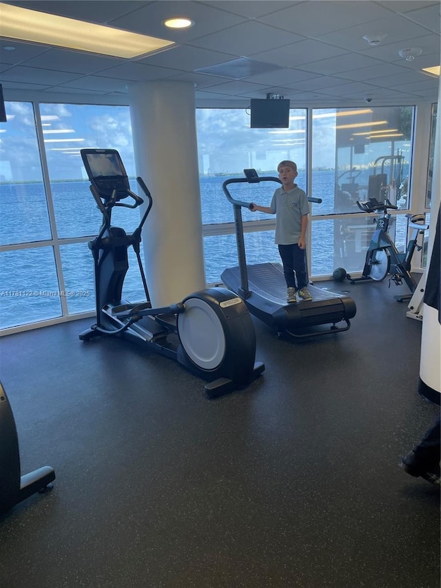 2101 Brickell Ave Unit 502, Miami, FL 33129 - workout area with a wall of windows