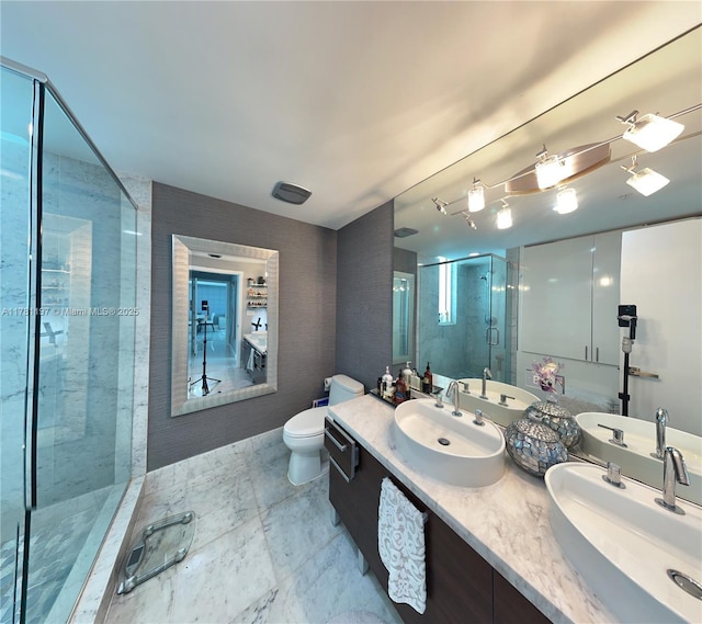 253 NE 2nd St Unit 1003, Miami, FL 33132 - full bathroom with a shower stall and double vanity