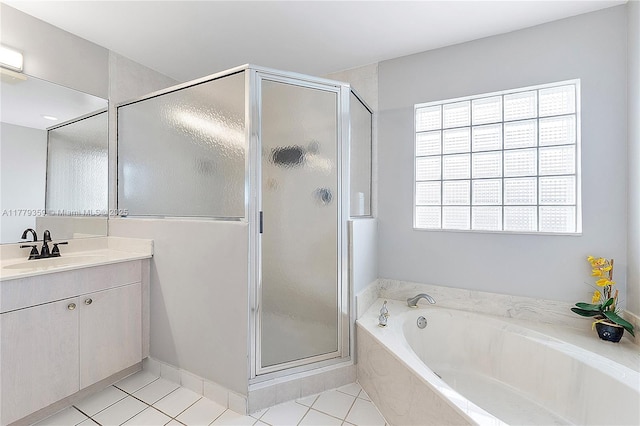 1008 NW 116th Ave, Coral Springs, FL 33071 - bathroom with vanity, a bath, a stall shower, and tile patterned floors