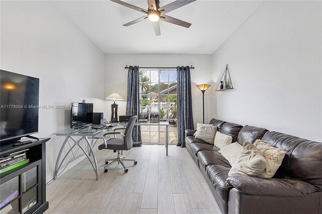 1008 NW 116th Ave, Coral Springs, FL 33071 - office featuring a ceiling fan, light wood-style floors, and lofted ceiling